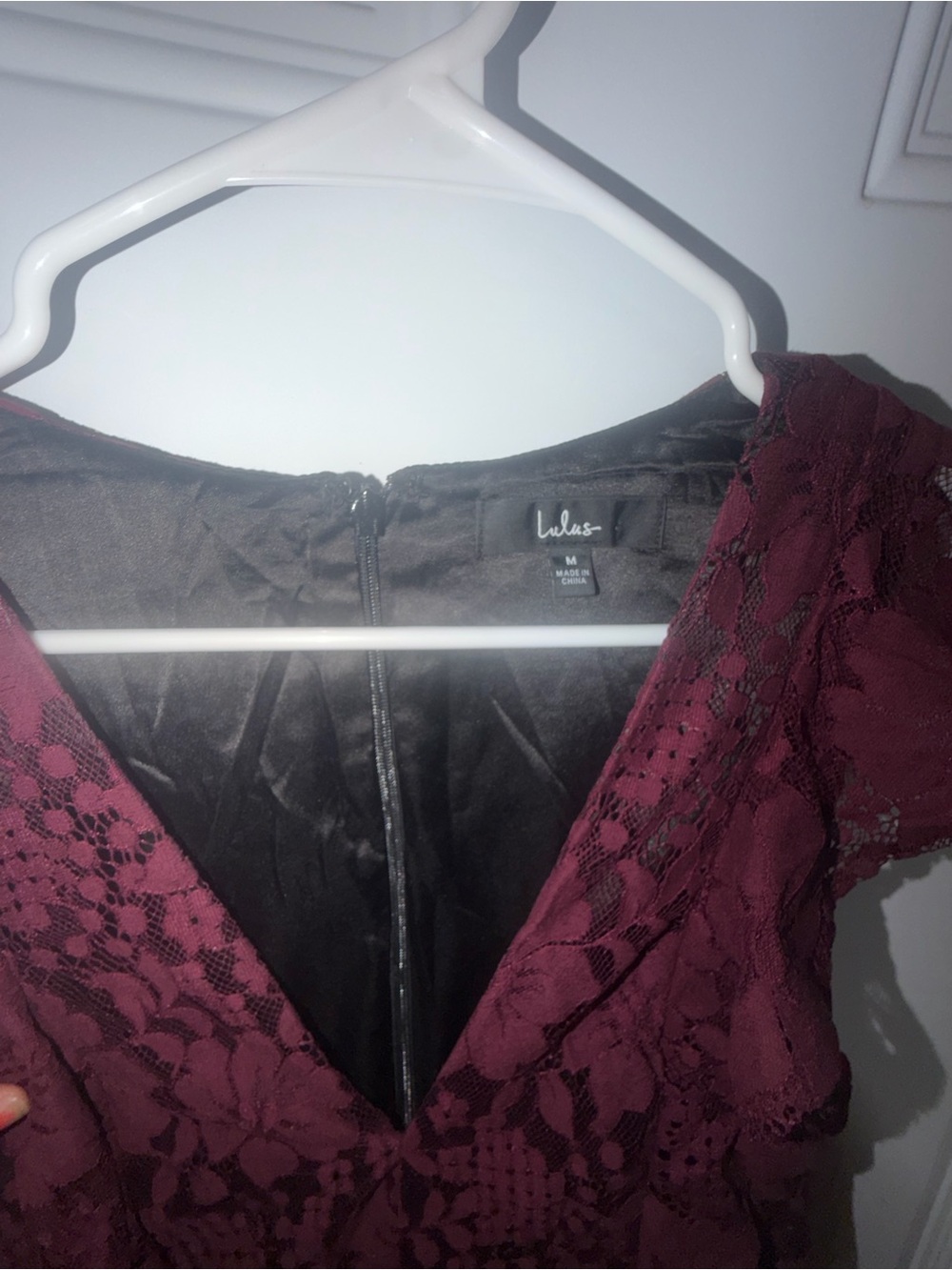Lulu's Burgundy Lace Tiered V-Neck Maxi Dress - Picture 3 of 5